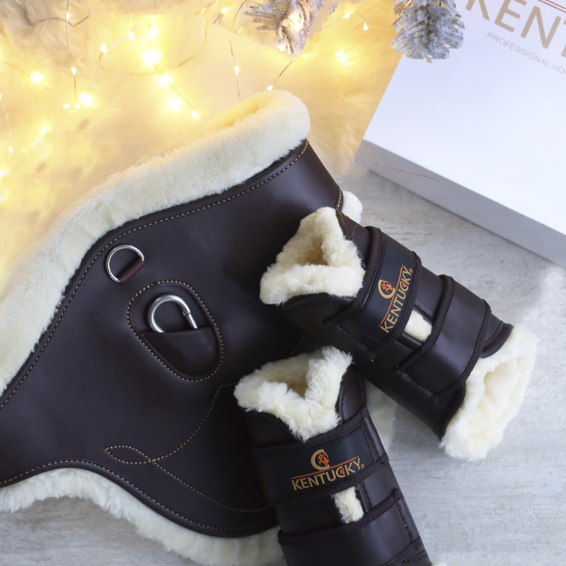 Kentucky Sheepskin Stud Girth Brown-2